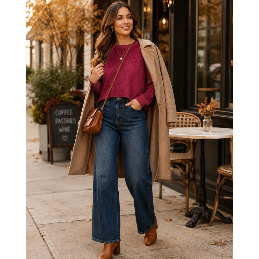 Zenana Small Medium Burgundy Ribbed Dolman Crop Sweater Boxy Oversized Cozy